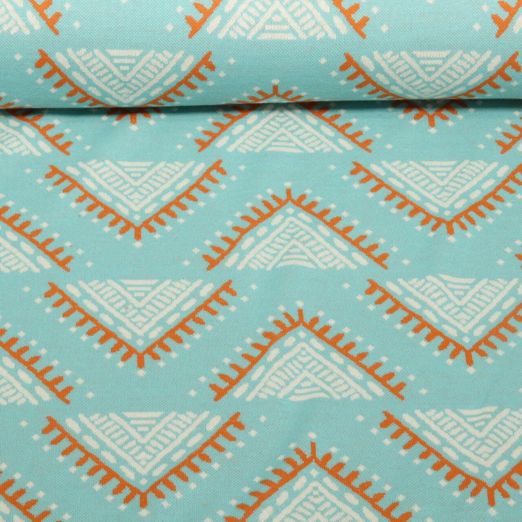 Bio Jacquard Jersey - Hamburger Liebe Western Fairy Tales Camp Site Türkis