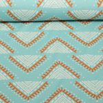 Økologisk Jacquard Jersey - Hamburger Liebe Western Fairy Tales Camp Site Turquoise