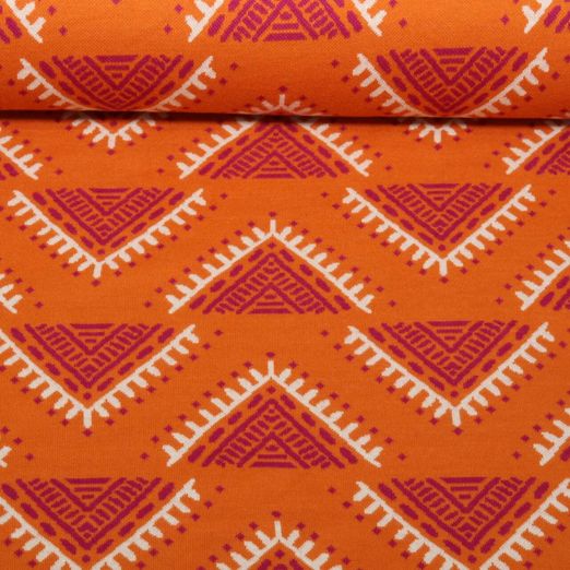 Bio Jacquard Jersey - Hamburger Liebe Western Fairy Tales Camp Site Orange