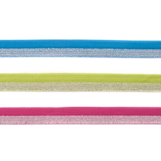 Elastisches Einfassband Glitzer/ Uni - Meterware 