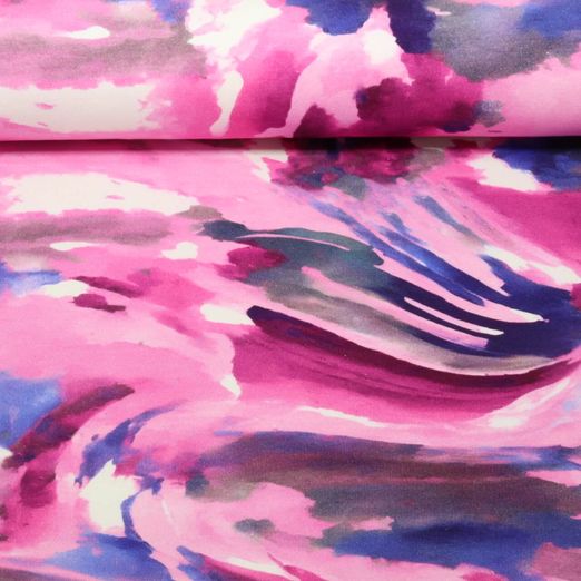 Sweat d'été - French Terry Imp. digi. Abstrait Fuchsia