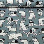 Sommersweat - French Terry Digitaldruck Hunde Mit Katze Blau-0