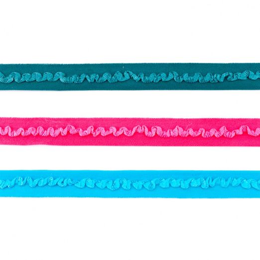 Elastisches Einfassband Rüschenband Uni 15mm - Meterware 