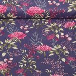 Cretonne de coton - Fleurs chardons Violet