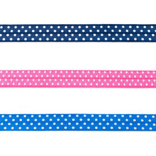 Elastisches Einfassband Punkte 12mm - Meterware 
