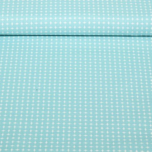 Baumwoll-Cretonne - Retro Punkte Aqua