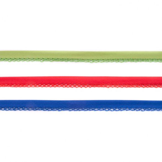 Schrägband mit Häkelborte 20mm - Uni - Meterware 