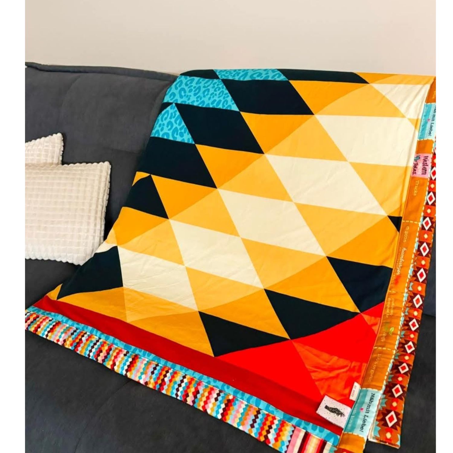 Panneau Popeline de coton bio - Hamburger Liebe Western Cheater Quilt Jaune-1 Panneau Popeline de coton bio - Hamburger Liebe Western Cheater Quilt Jaune-1