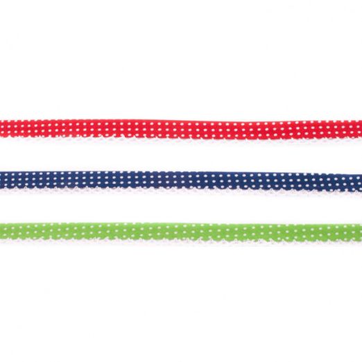 Schrägband mit Häkelborte 20mm - Punkte - Meterware 