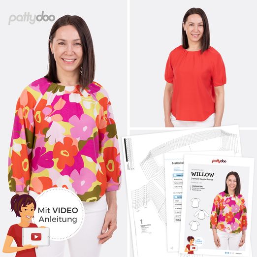 Raglanbluse - Willow - Papier-Schnittmuster