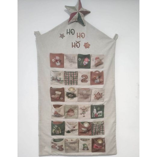 Canvas Panel - Haus Adventskalender Leinenlook Beige