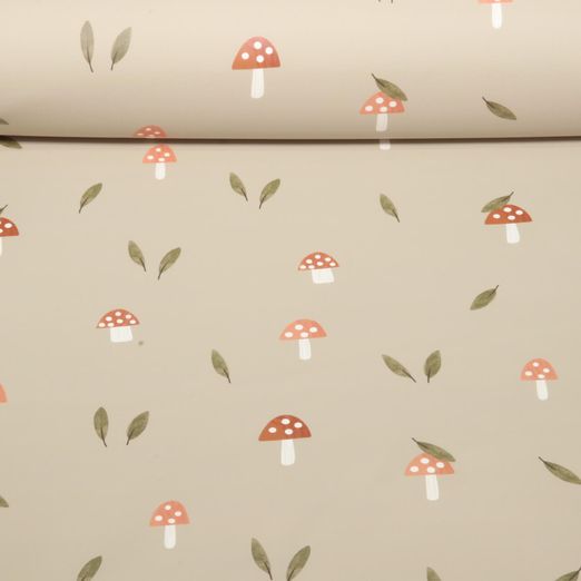 Regenjackenstoff - Aqua Protect Digitaldruck Pilze Beige