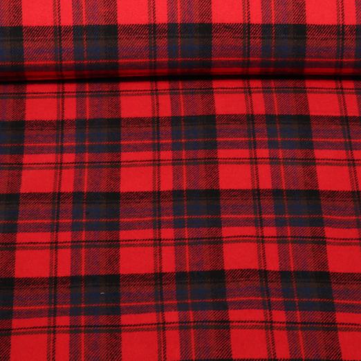Baumwoll-Flanell - Karo Rot Garngefärbt