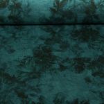 Jersey romanite - Vintage Fleurs Bleu-vert pétrole