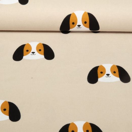 Baumwoll-Flanell - Hunde Beige