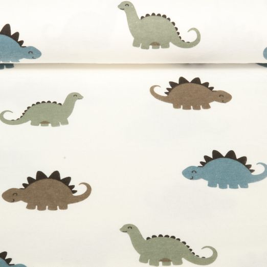 Baumwoll-Flanell - Dinos Ecru
