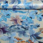 Viskose-Satin - Digitaldruck Blüten Blau
