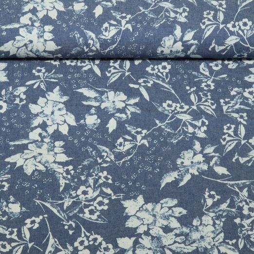 Jeans - Blumen Dunkelblau