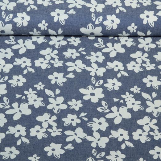 Jeans - Blüten Dunkelblau