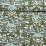 Cretonne de coton - Ornements floraux Vert foncé