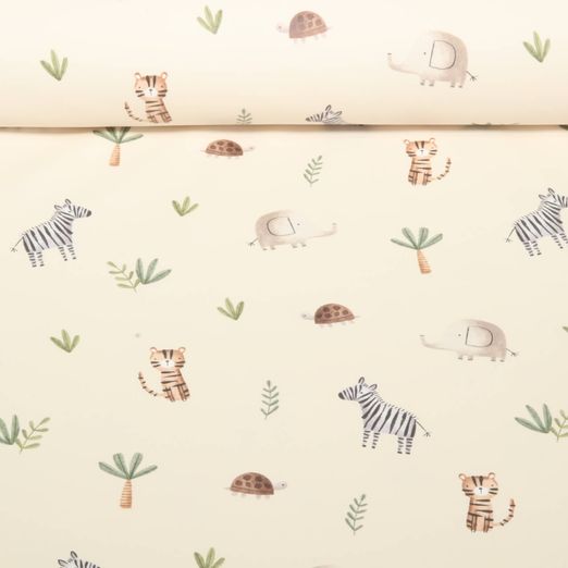 Regenjackenstoff - Aqua Protect Digitaldruck Wilde Tiere Beige