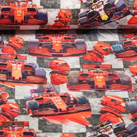 Jogging - Digitaldruck Rennautos Grau Angeraut