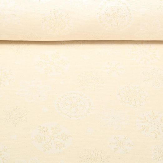 Canvas Jacquard - Tischwäsche Extrabreit 280cm Eiskristalle Ecru Gold