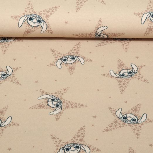 Jersey - Digitaldruck Lilo & Stitch Sterne Braun
