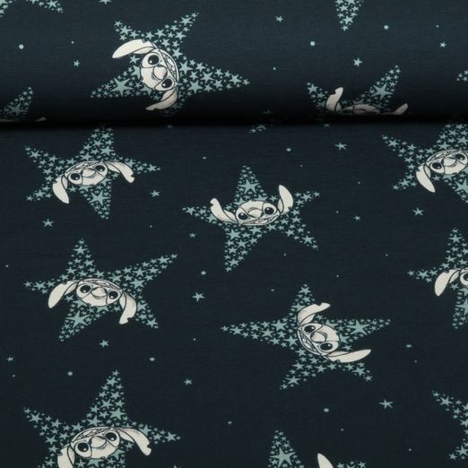 Jersey - Digitaldruck Lilo & Stitch Sterne Blau