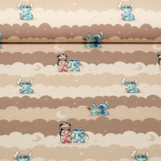 Jersey - Digitaldruck Lilo & Stitch Wolken Braun