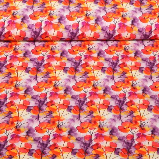 Baumwoll-Popeline - Blumen Lila