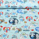 Jersey - Digitaldruck Schlumpf und Schlumpfine Hellblau