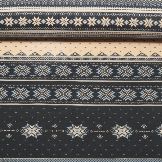 Sommersweat - French Terry Norwegermuster Blau Angeraut