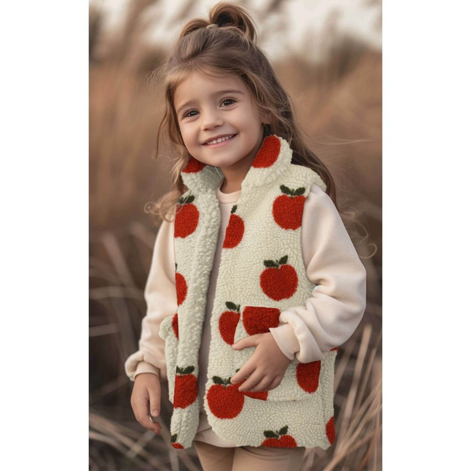 Teddyfleece - Äpfel Ecru-2 Teddyfleece - Äpfel Ecru-2