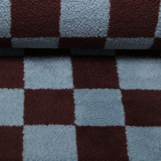Polaire teddy - Carreaux Bordeaux Bleu