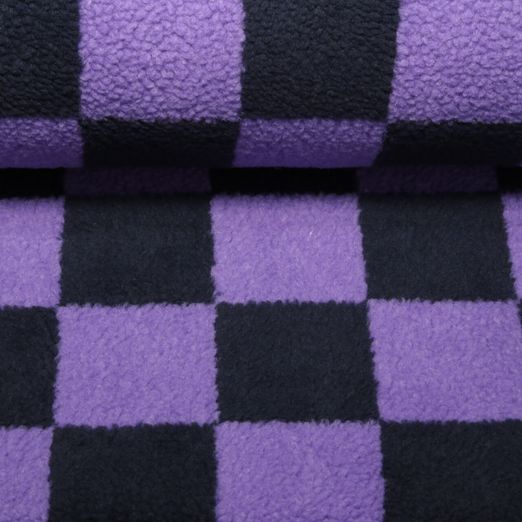 Teddyfleece - Buntes Karo Lila Navy