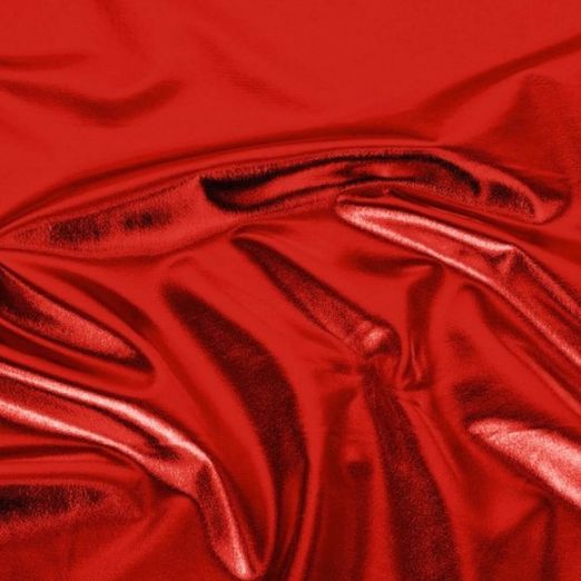 Faschingsstoff - Folienjersey Lamé Uni Rot