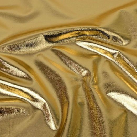 Faschingsstoff - Folienjersey Lamé Uni Gold