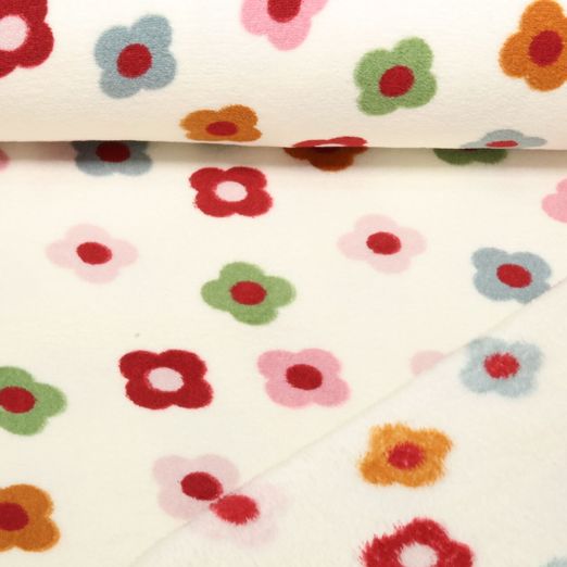 Wellness Fleece - Doubleface Bunte Blumen Ecru