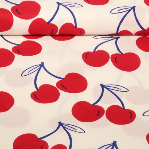 Beschichtete Baumwolle - Kirschen Weiß