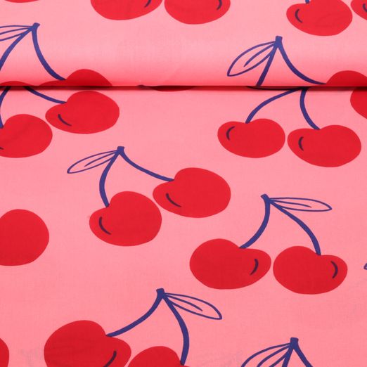 Beschichtete Baumwolle - Kirschen Rosa