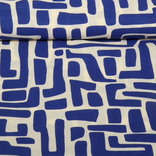 Beschichtete Baumwolle - Abstrakte Formen Weiß Blau