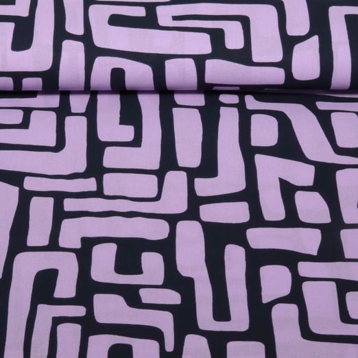 Beschichtete Baumwolle - Abstrakte Formen Navy Lila