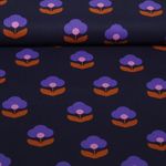 Beschichtete Baumwolle - Blumen Navy