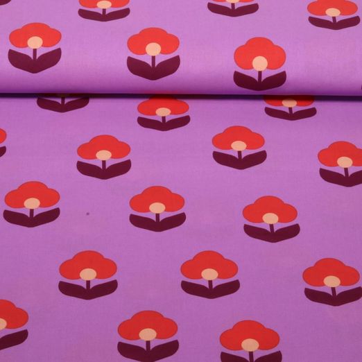 Beschichtete Baumwolle - Blumen Lila