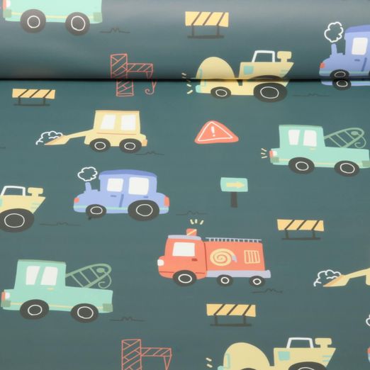 Regenjackenstoff - Fahrzeuge Grün