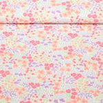 Bestruken bomull - Vita blommor