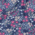 Belagd bomull – Blommor jeansblå