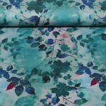 Bambusjersey - Digitaldruck Herbstblätter Petrol