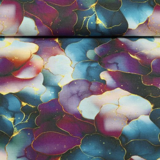 Bambusjersey - Digitaldruck Fantasy Multicolor Aubergine